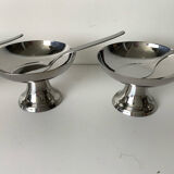 Vintage stainless steel ice cream bowls and tray