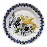 Large wall plate with flowers and bird