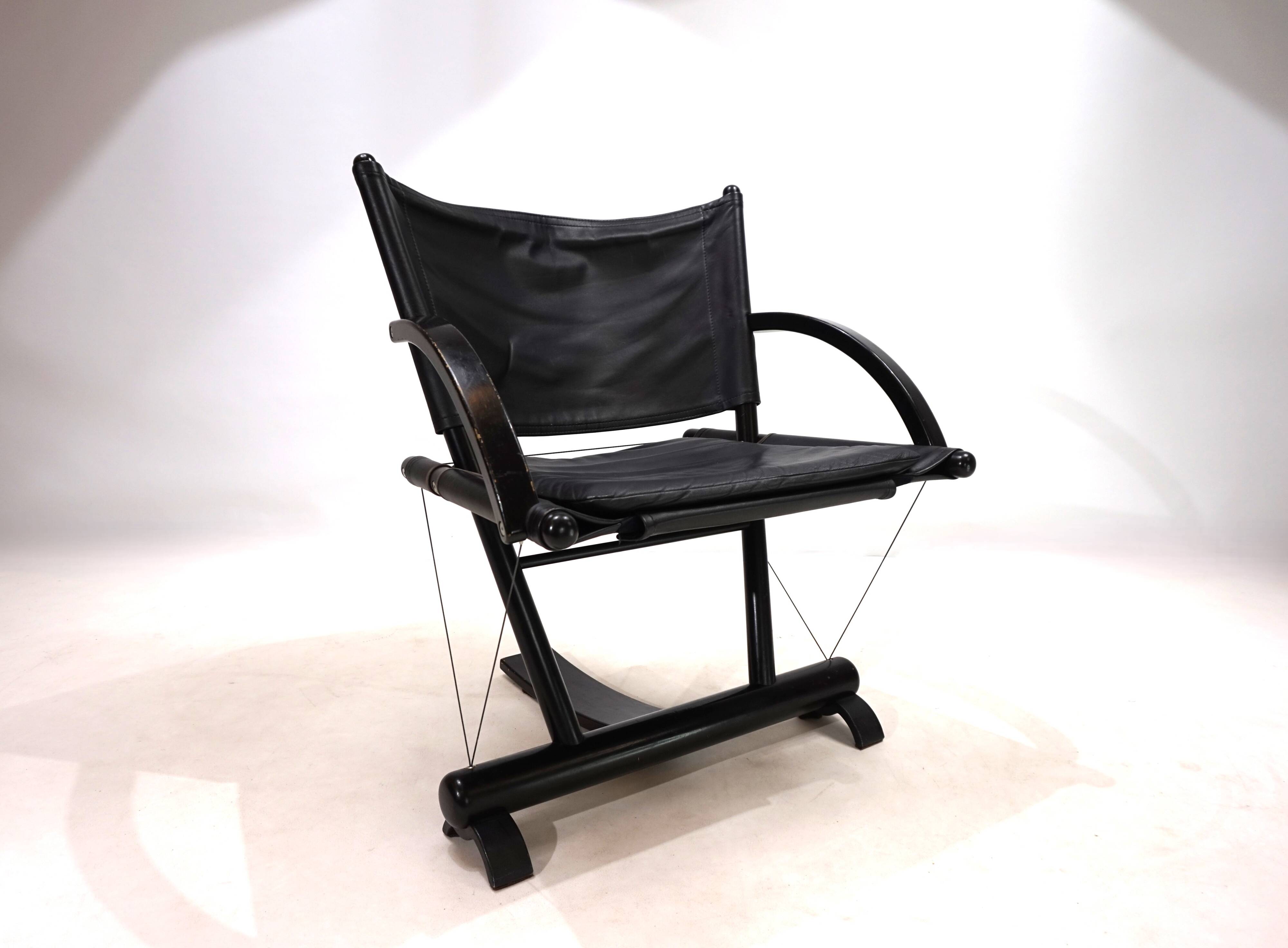 Fauteuil lounge en cuir Weishäupl Werkstätten String, 1980