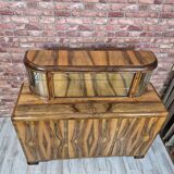 Exceptional Art Deco Walnut Sideboard with Slatted Glass Display - 1930s Fu