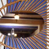 Oval rattan mirror