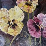 Oil on wood wild pansies 29x17