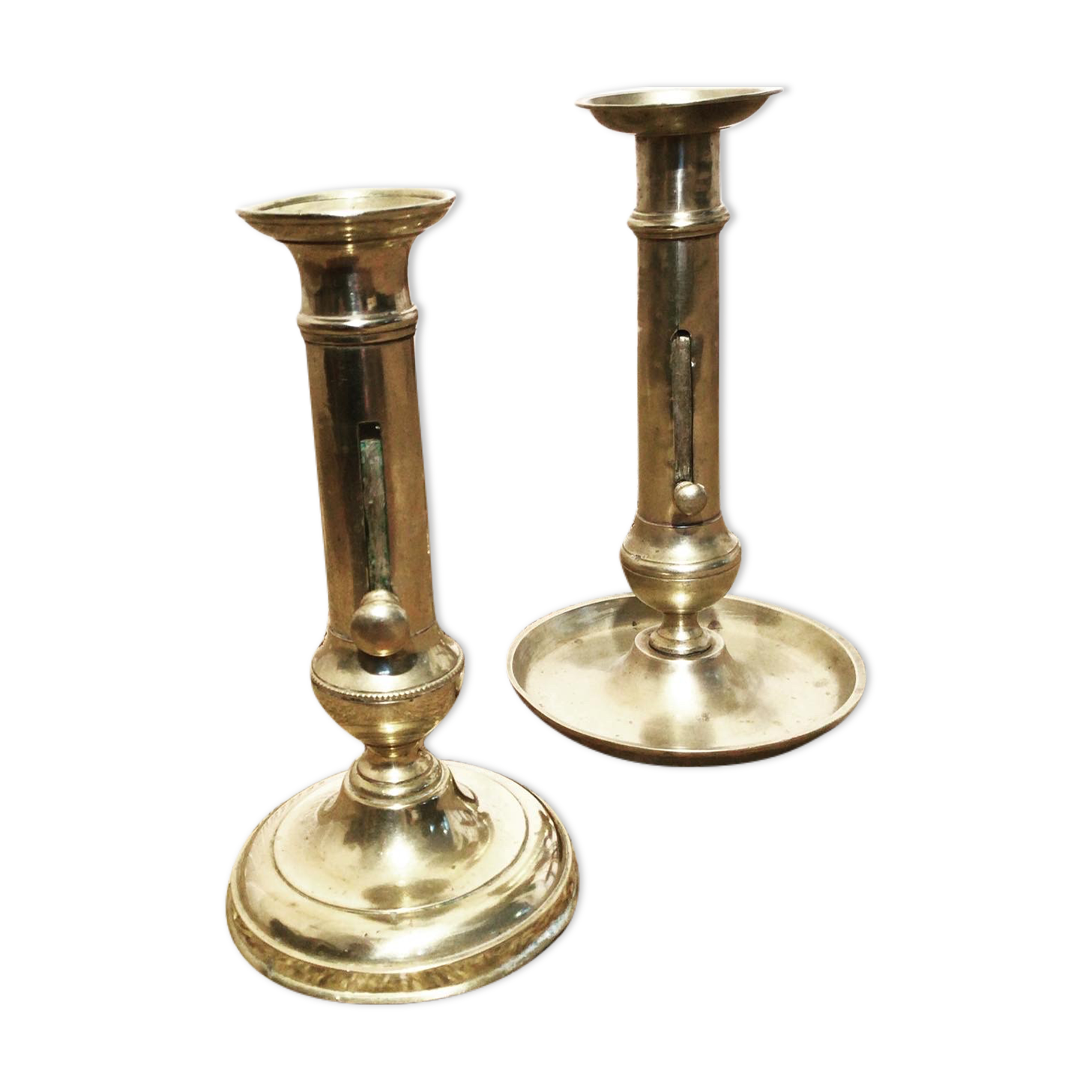 Pair of brass candle holders