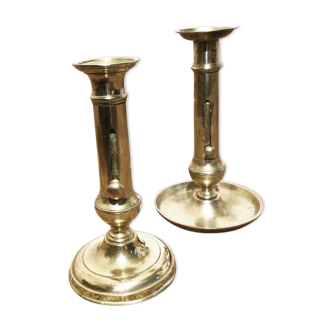 Pair of brass candle holders