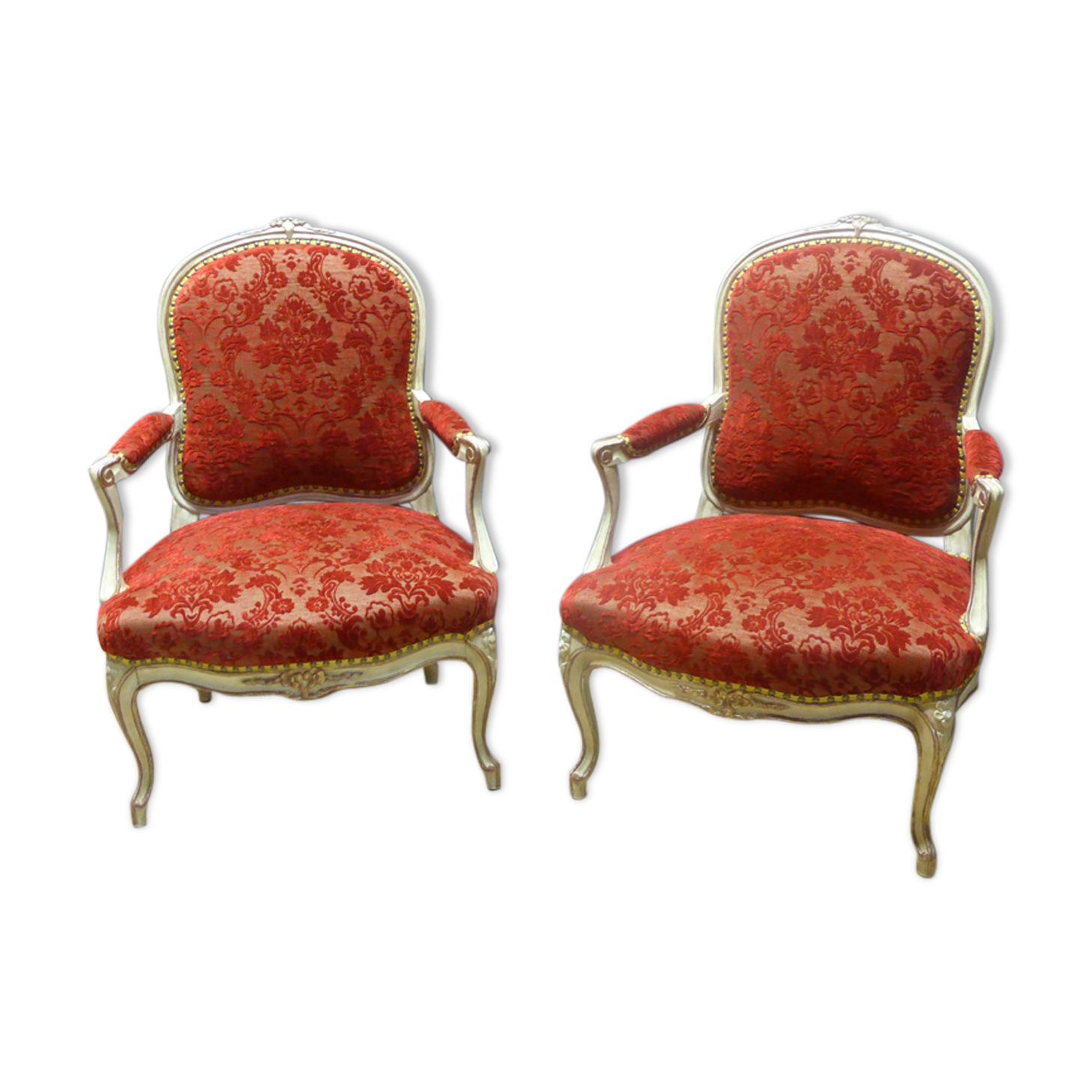 Pair of chairs style Louis XV XIX