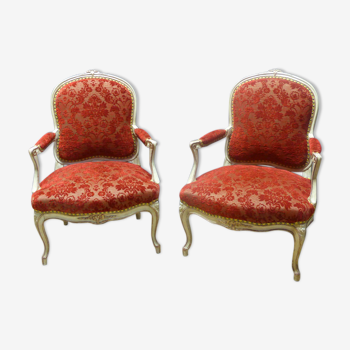 Pair of chairs style Louis XV XIX