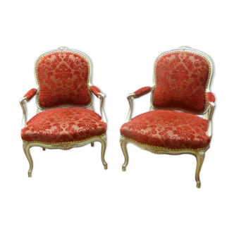 Pair of chairs style Louis XV XIX