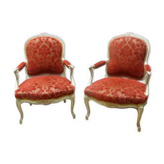 Paire de fauteuils style Louis XV XIX