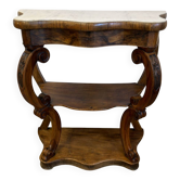 Napoleon III console in walnut and white marble