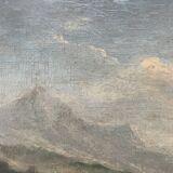 Oil on canvas "Seascape and Mountains" 19th century