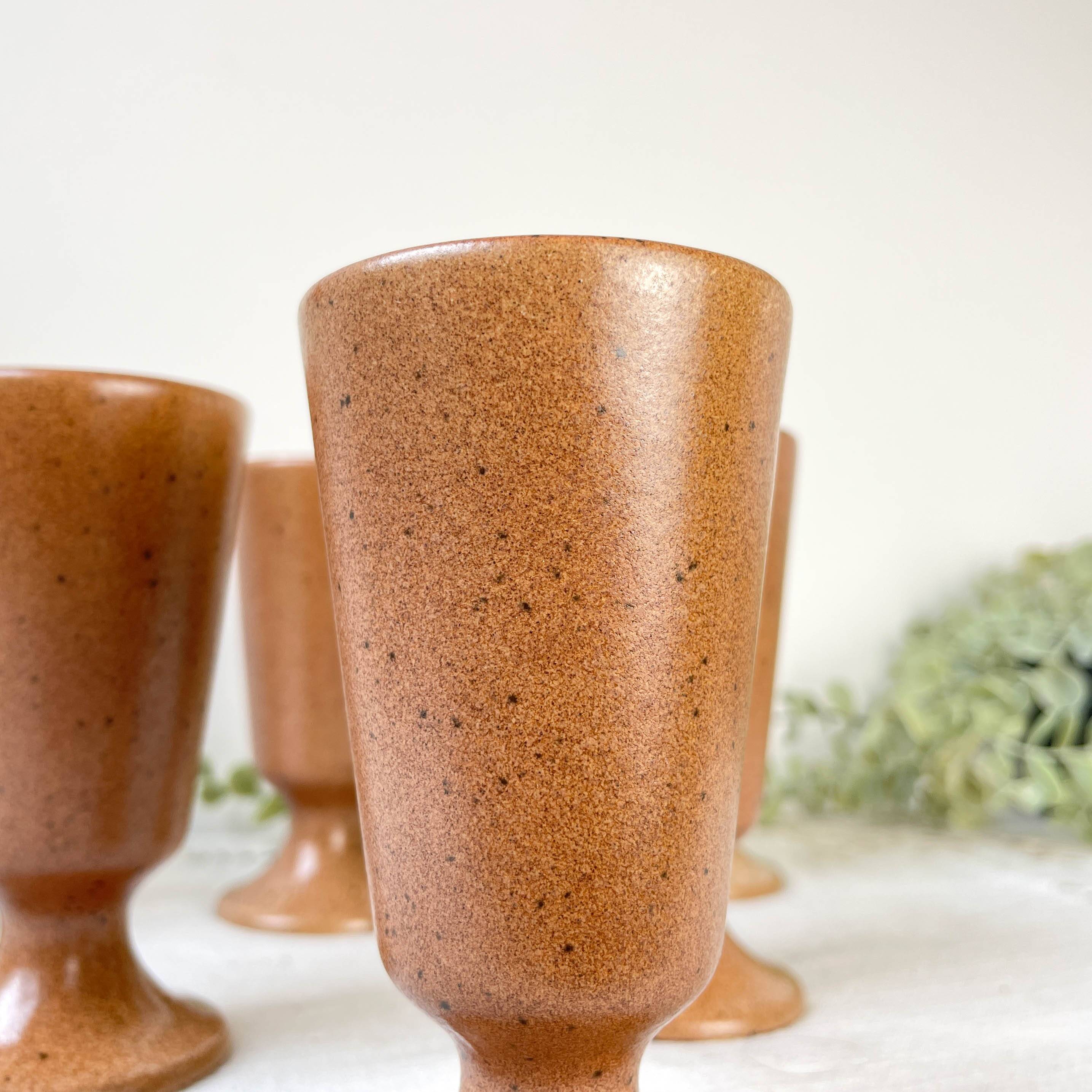 6 Vintage Mazagrans in speckled stoneware Sarreguemines France from the 1950s