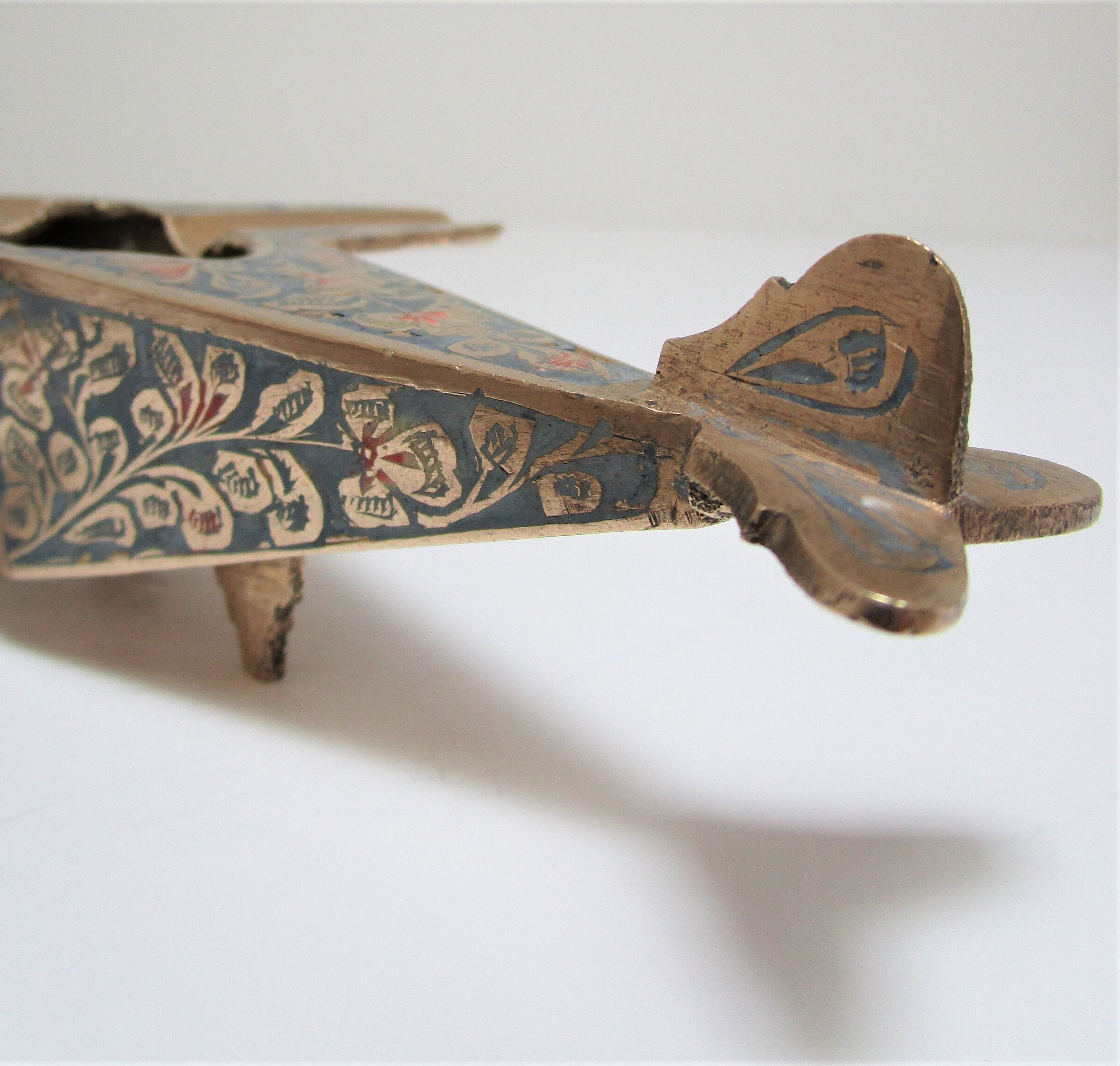 Vintage brass plane ashtray 70