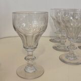 Set 9 crystal wine glasses engraved Saint Pourçain