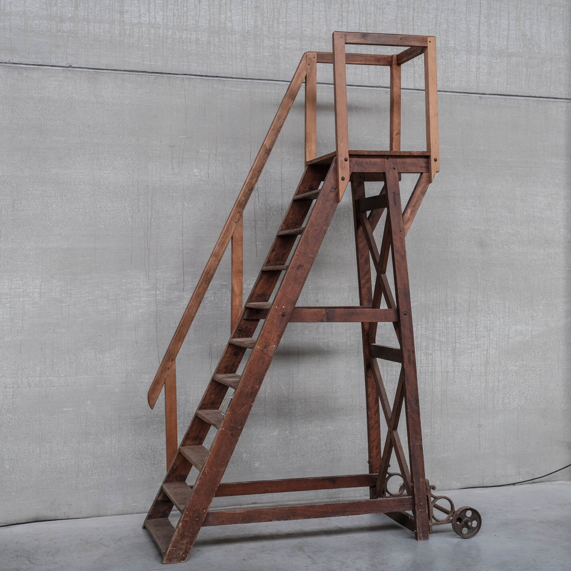 Antique industrial wooden french staircase