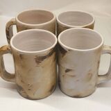 Four enameled ceramic cups Galerie Palissy in Vallauris