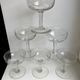 Set of 6 depicted Art Deco engraved crystal champagne glasses mismatched 50s