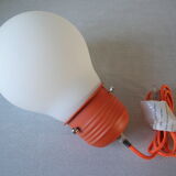 Walking pendant lamp in the shape of a bulb globe opaline metal orange metal