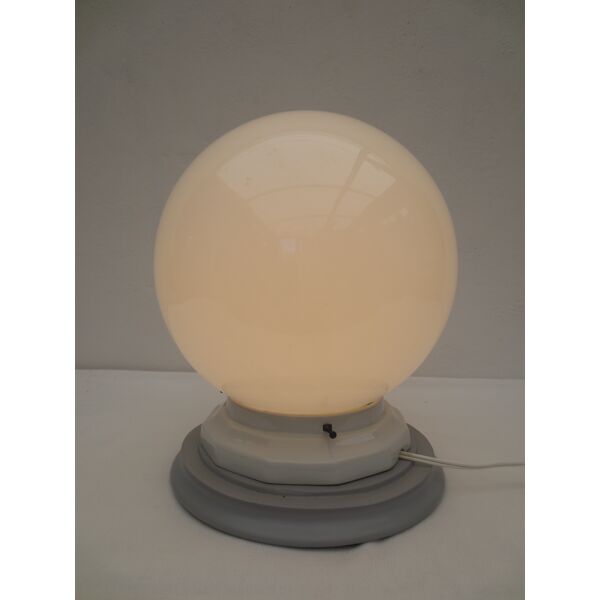 White globe table lamp support grey wood bead | Selency