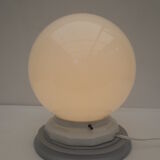 White globe table lamp support grey wood bead