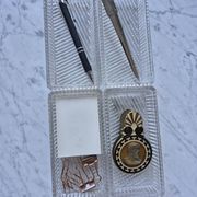 Set of 4 small bevelled and striped vintage glass trays / catchalls.