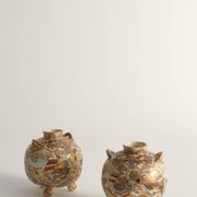 Satsuma Earthenware Vases, Hand-Painted Polychrome, Japan, Set of 2