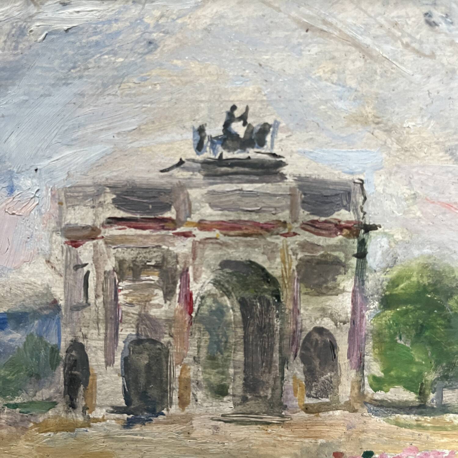 Mid-20th century painting "The Louvre Carousel"
