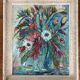 Tableau, huile sur carton "Bouquet"