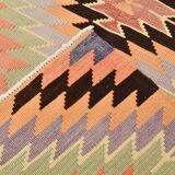 6x10 Green & Light Orange Tribal Large Kilim Area Rug, 176x301Cm