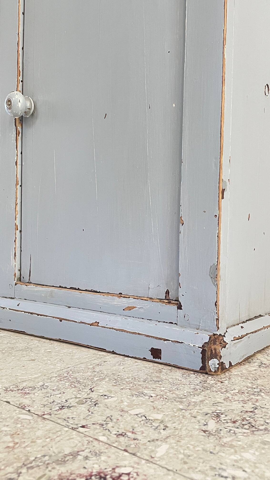 Antique Bedside Table in Weathered Grey Wood