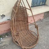 Rattan hanging egg chair