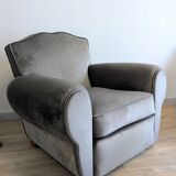 Pair of moustache club armchairs in elephant grey velvet.