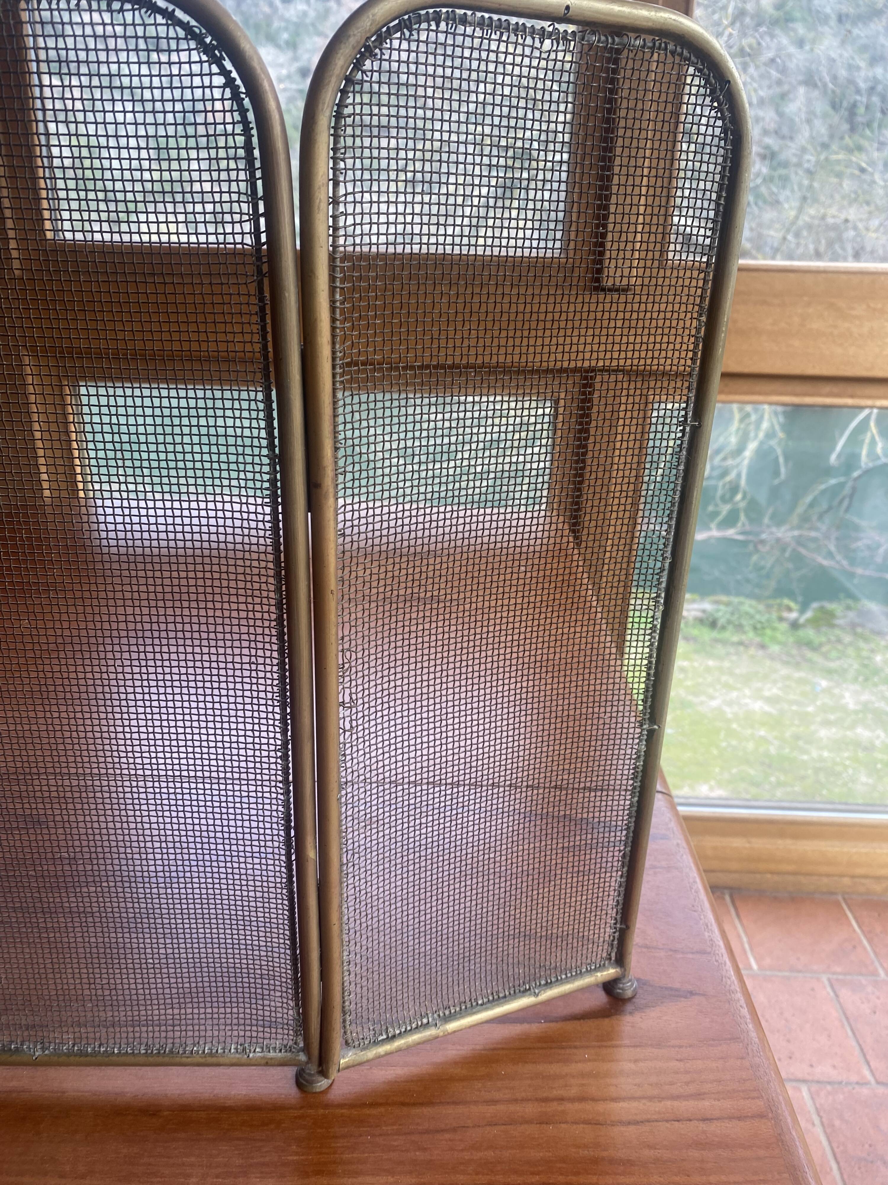 English brass fire screen circa 1900