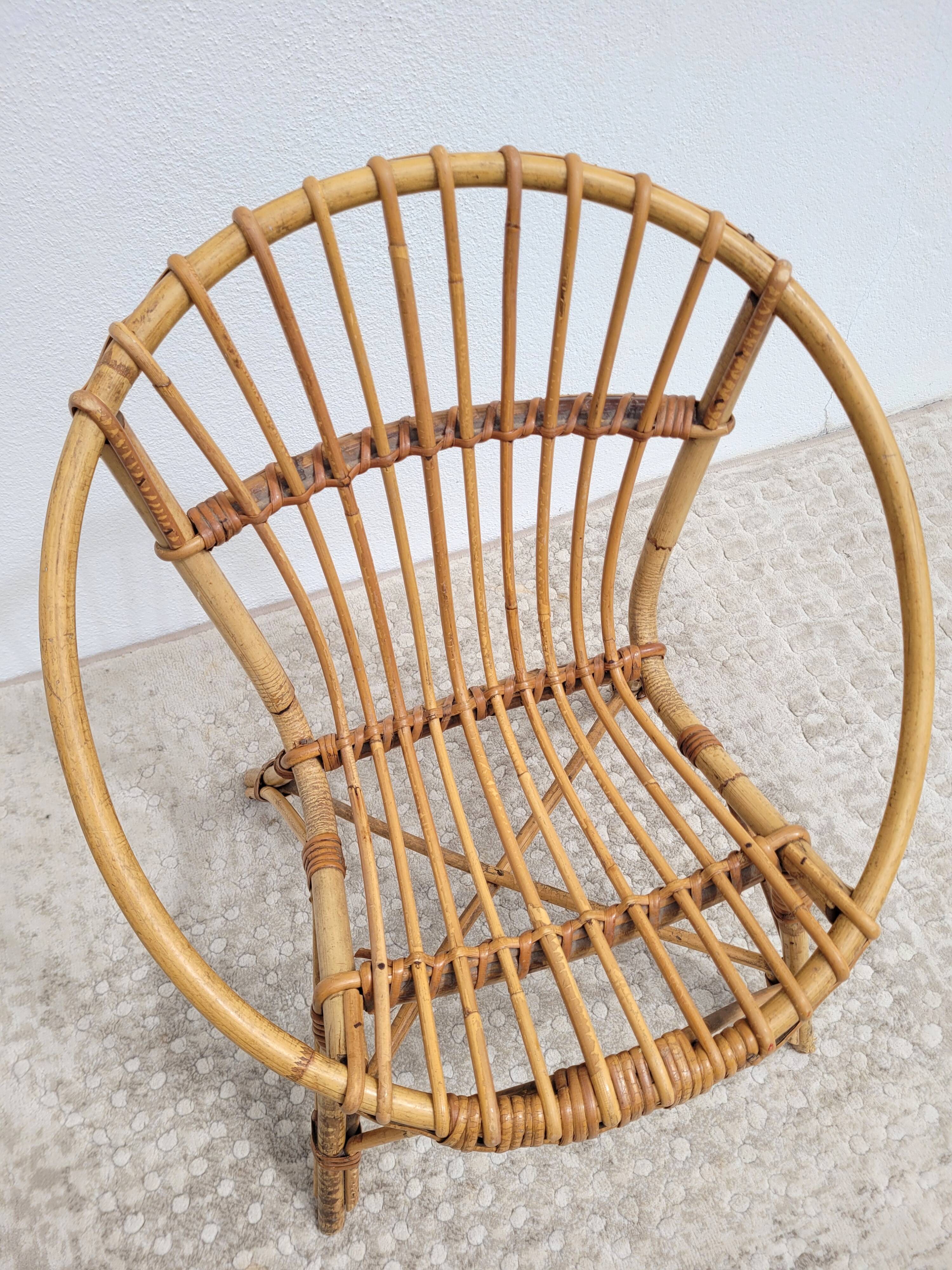 Rattan basket armchair for children
