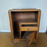 Art Deco bedside table in wood and pink marble