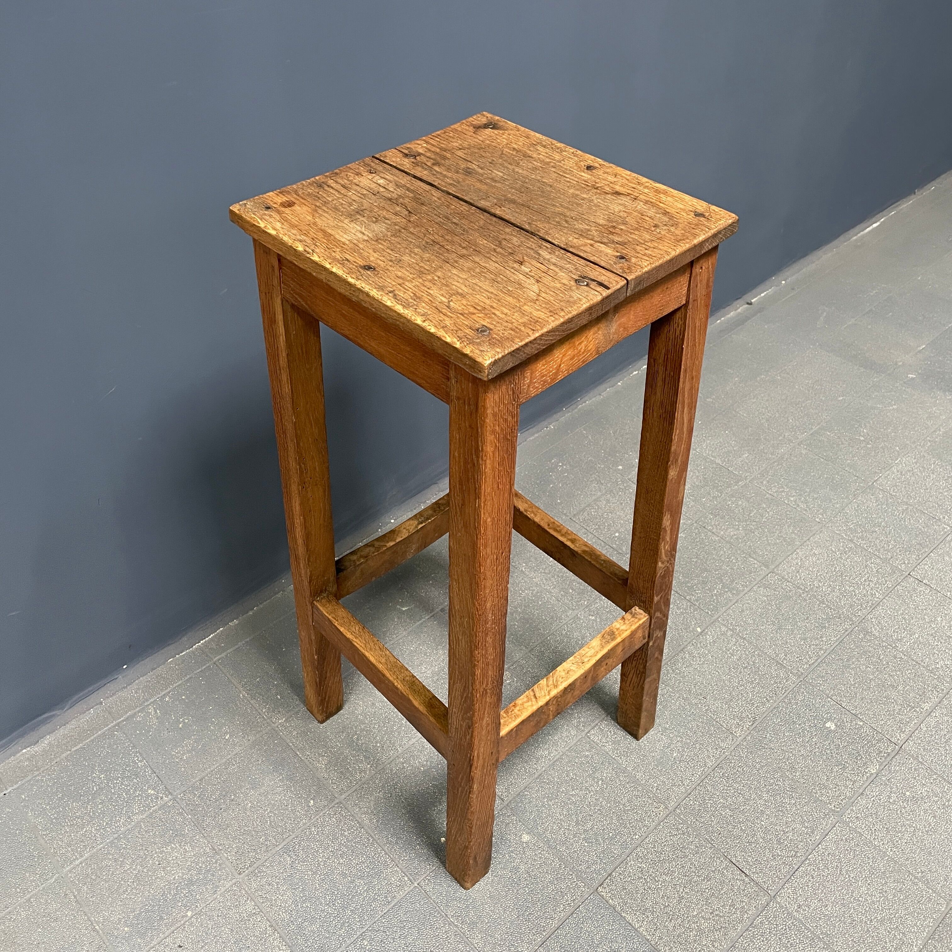 High oak stool from France