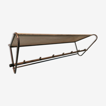 Coat rack perforated metal and brass, 1950