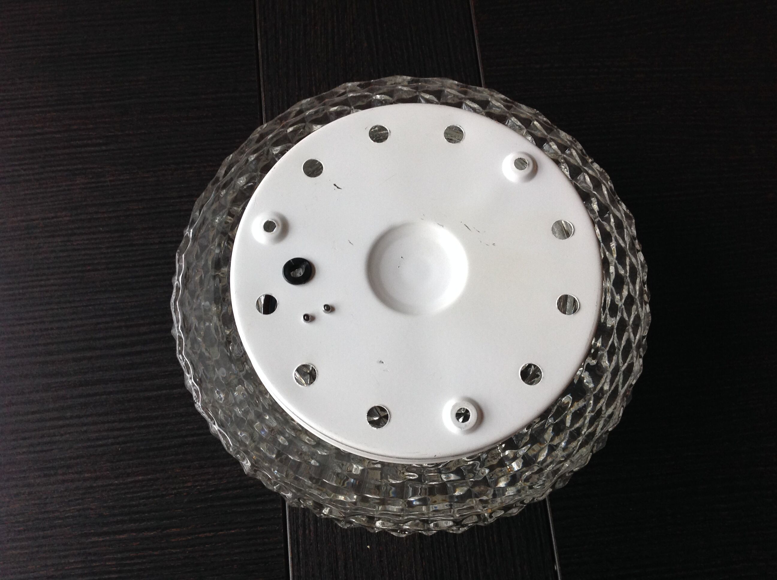 Round glass ceiling lamp diamond tips, vintage 60/70s