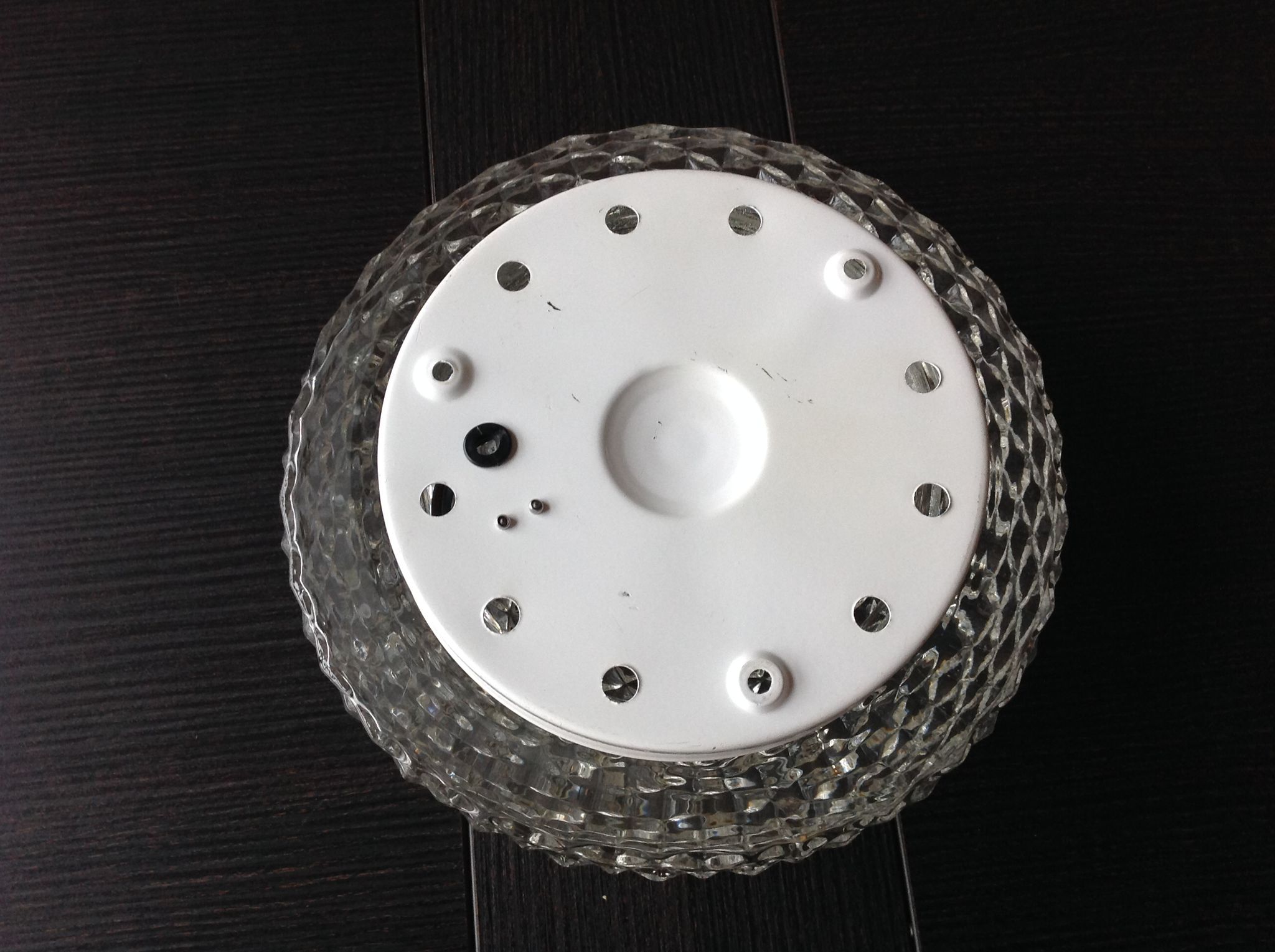 Round glass ceiling lamp diamond tips, vintage 60/70s