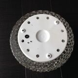 Round glass ceiling lamp diamond tips, vintage 60/70s