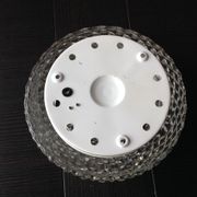 Round glass ceiling lamp diamond tips, vintage 60/70s