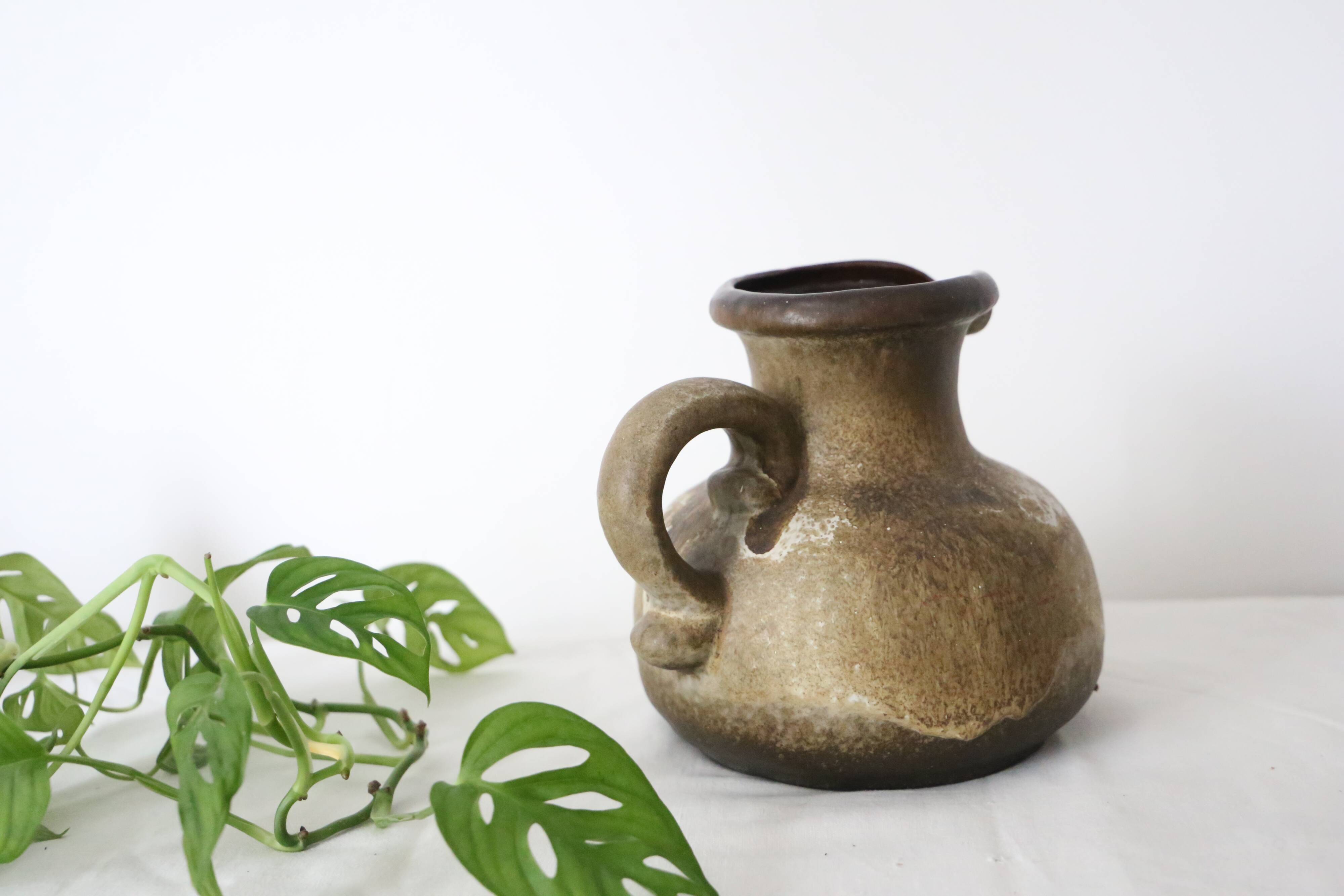 Earthen jug, German pottery, West Germany, vintage