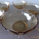 5 cups or ramekins in amber glass