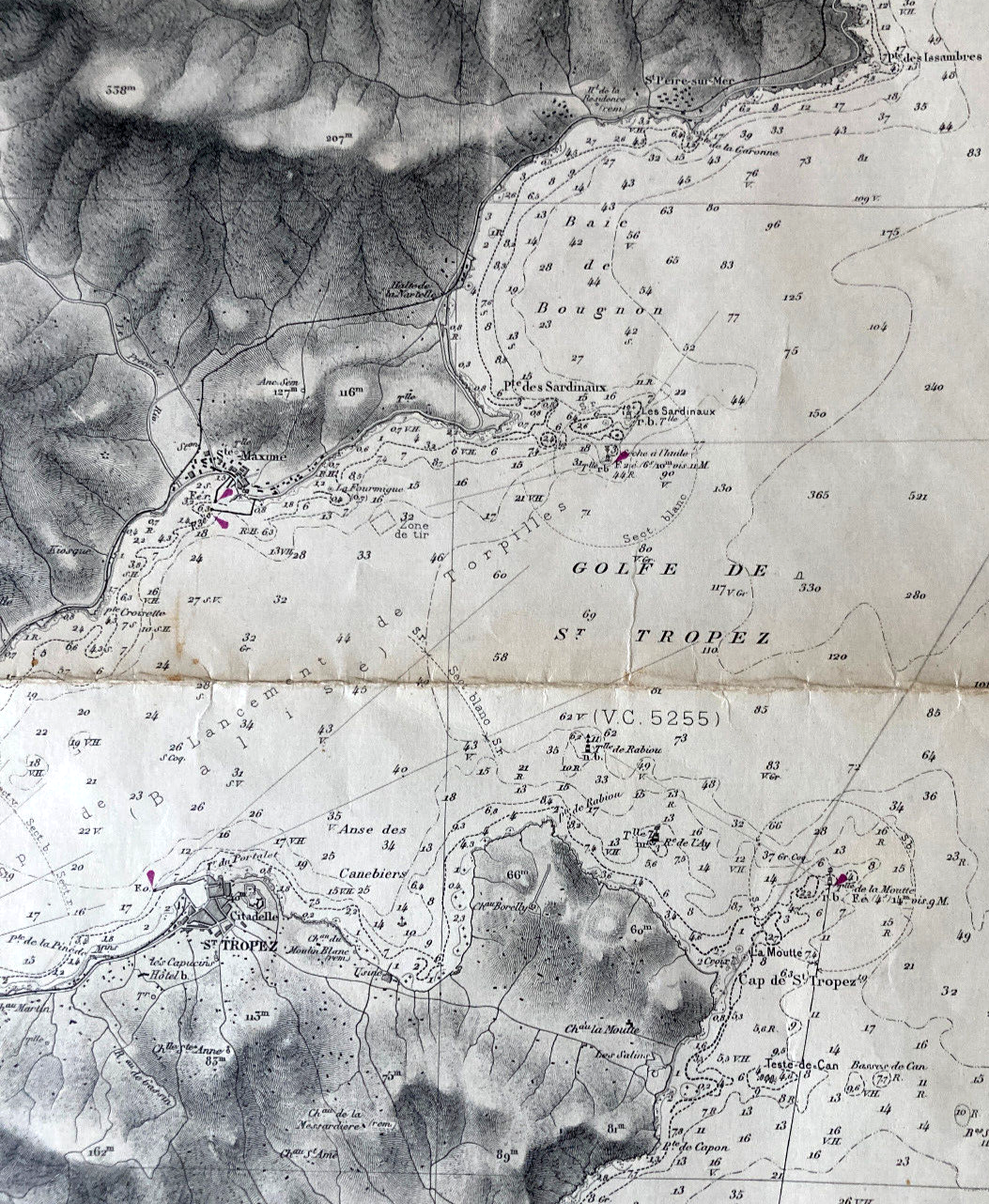 Map from Cap Camarat to Cap Roux: Gulf of St Tropez Ste Maxime Fréjus Côte d'Azur