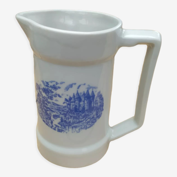 Small vintage white and blue porcelain pitcher
