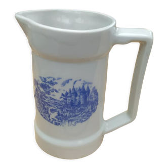 Small vintage white and blue porcelain pitcher