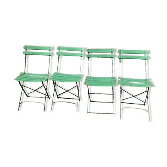 4 chaises de jardin pliantes vertes vintage
