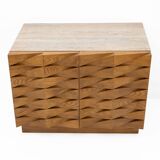 Carved Oak Italian Sideboard with Travertine Top