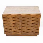 Carved Oak Italian Sideboard with Travertine Top