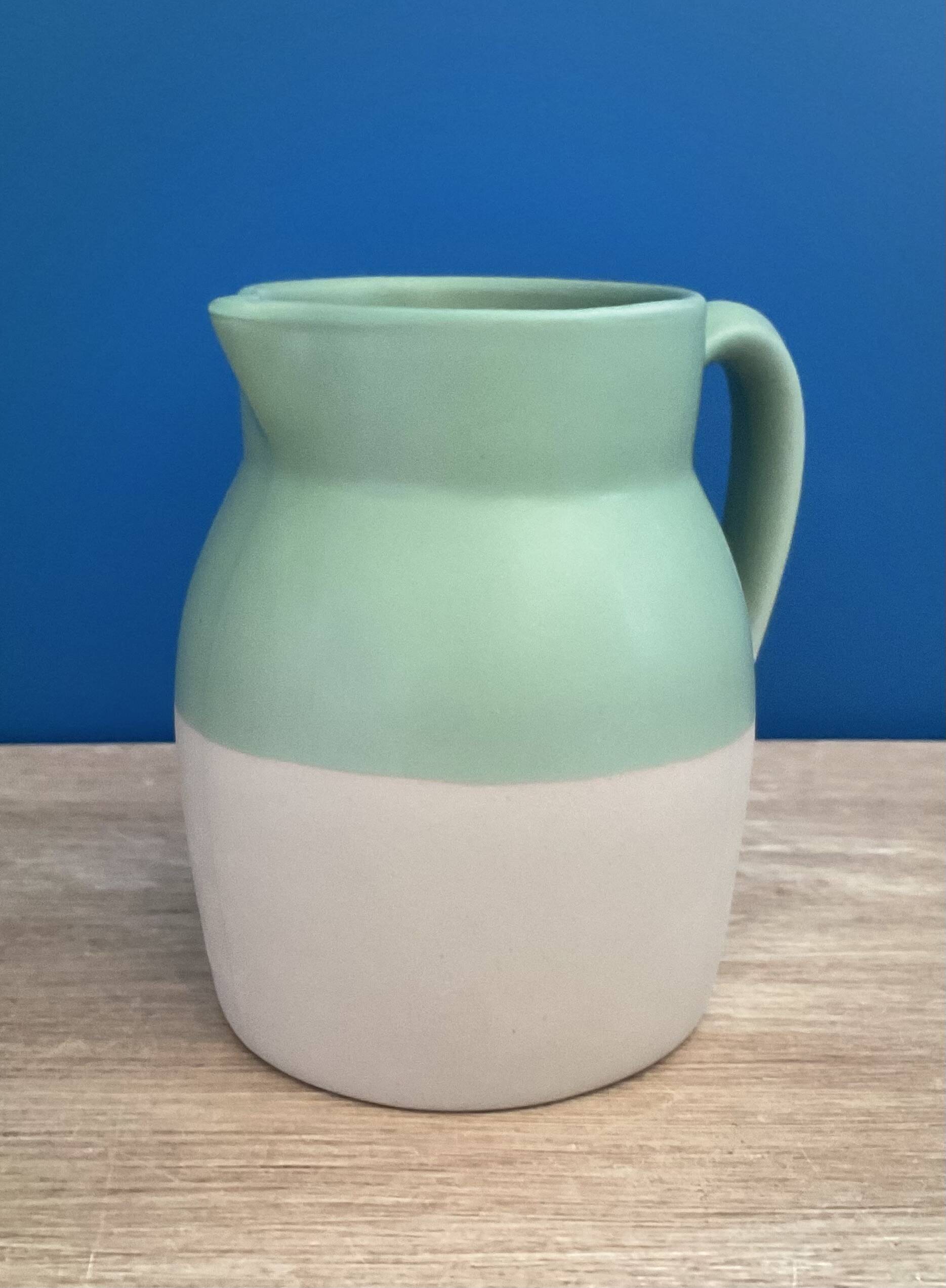 Vintage two-tone stoneware water service – Digoin Manufacture – Water green
