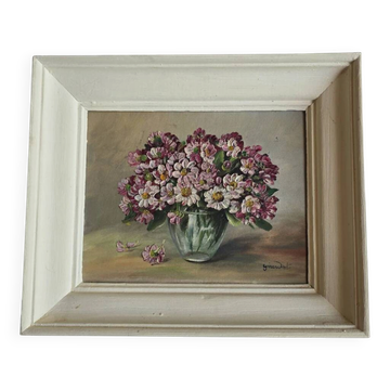 Vintage painting of a bouquet of flowers signed Girardot.